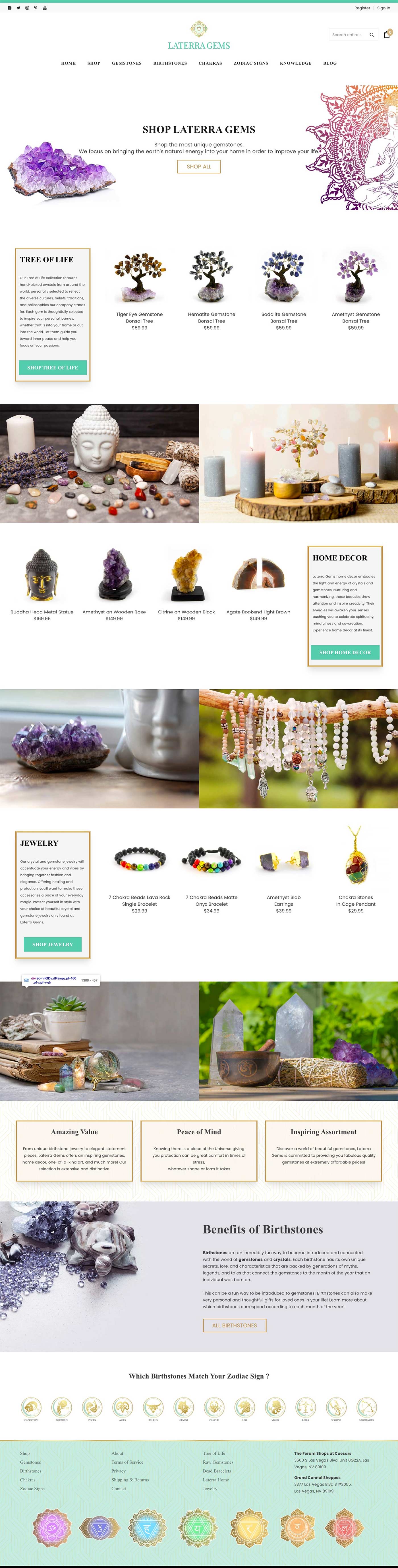 Web Design Website - Ecommerce Jewelry Gemstones Web Design Green