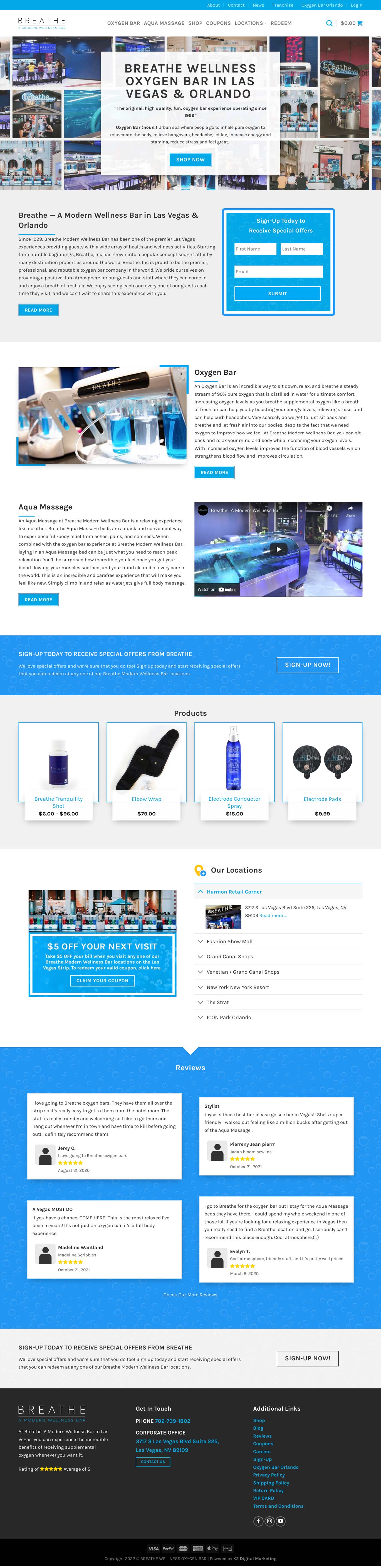 Web Design Modern Wellness Oxygen Bar, Health, Oil, Spa Web Design Website Blue Color