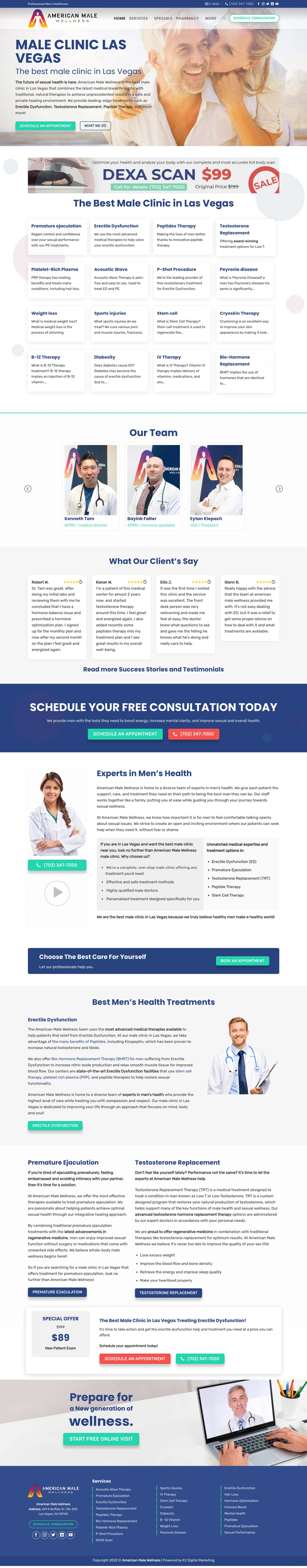 Web Design Male Health Clinic & Men Wellness ED Web Design Website Blue Color