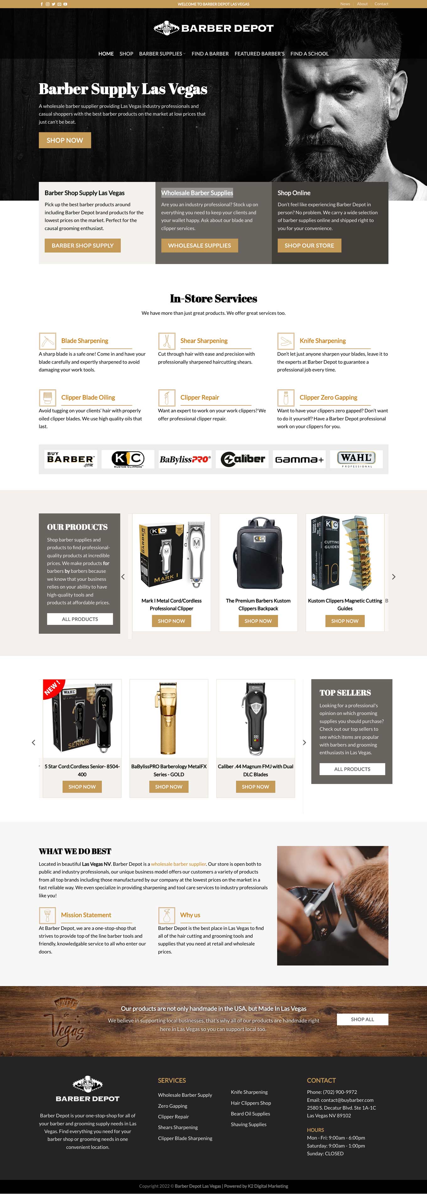 Web Design Barber Supply, Barber Shop Web Design Website Brown Color
