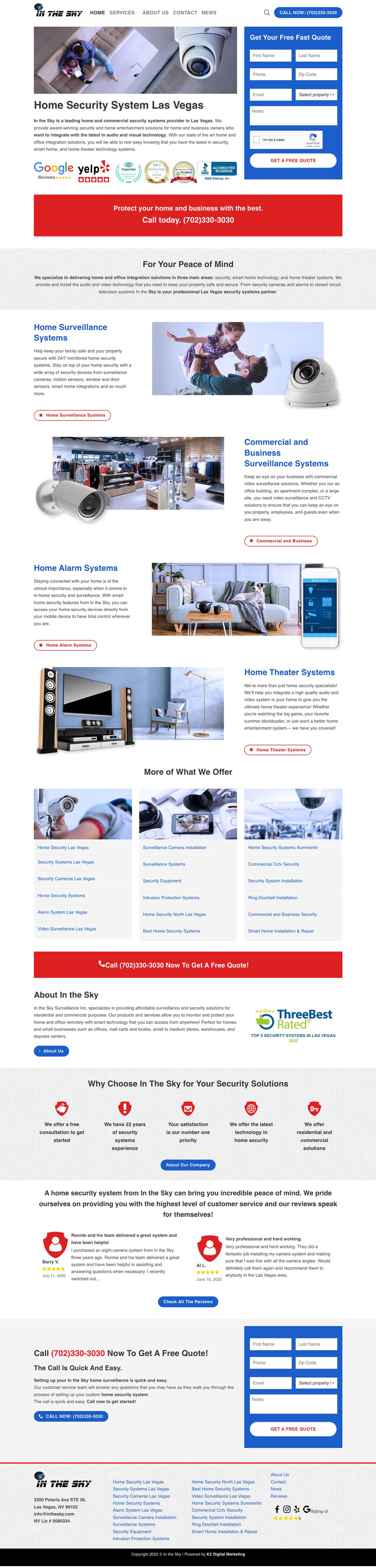 Web Design Website Home Security System & Surveillance Web Design Website Red & Blue Color