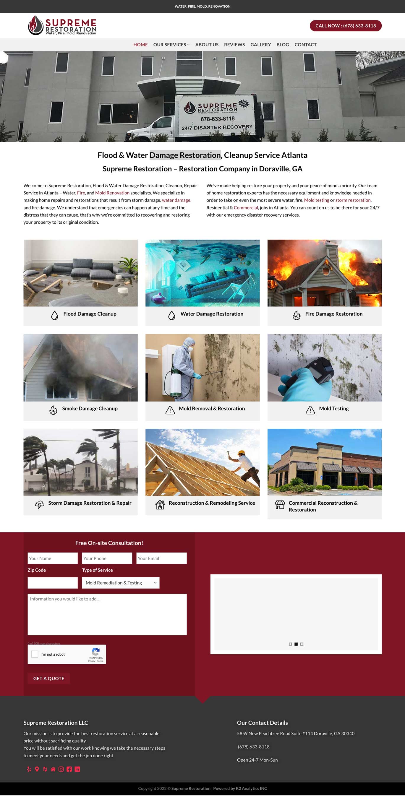 Web Design - Flood & Water Damage Restoration, Restoration Company Web Design Website